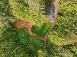 Aerial view showcases the charm and spaciousness of this stunning property.