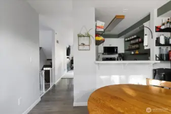 From dining room to living room, the space is well laid out. Flow and function!