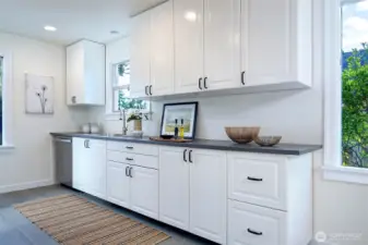 Remodeled kitchen with plenty of counter and storage space