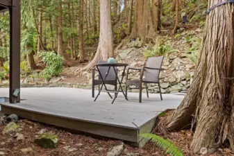 Charming backyard deck, soak this in ..