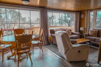 Interior of the recreation cabin has a great view and lots of light.