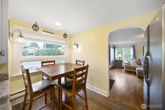 Dining nook showing entry to living room.