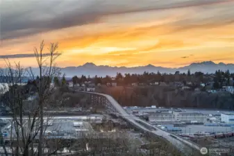 Sunset over Magnolia Bridge.