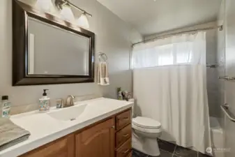 Remodeled full bath on the main floor.