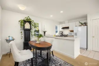 Dining space in the ADU with full kitchen and large pantry.