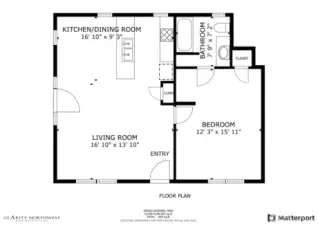 Floor plan of the ADU. There is an additional W/D in the garage for the ADU.