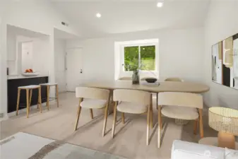 Note pass through window to kitchen