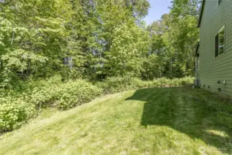 Large lot is over 1/3 acre, bordering a serene wooded area