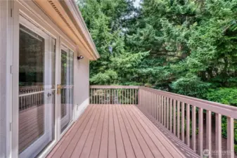 New deck flooring with all fresh paint leading off the primary suite. Perfect spot for morning coffee or evening reading/relaxing.