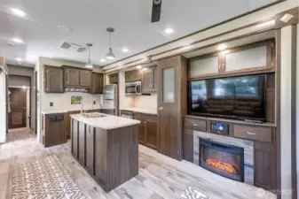 Electric fireplace and premium finishes
