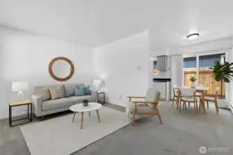 Apt. 1 Living/Dining, new carpet and paint - Virtually Staged