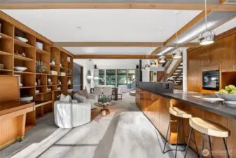 Kitchen flows into sitting area, great for entertaining