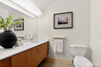 Guest bathroom with original cabinetry