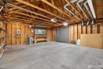 2-car attached garage with extra storage space