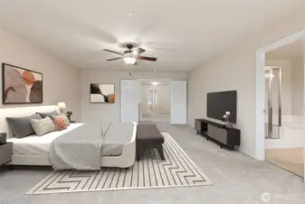 Primary Bedroom with 5-piece ensuite and walk-in closet *virtually staged*