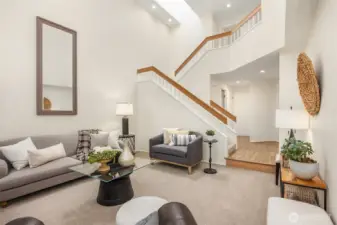 Skylight at the top of the stairs brings in even more light.