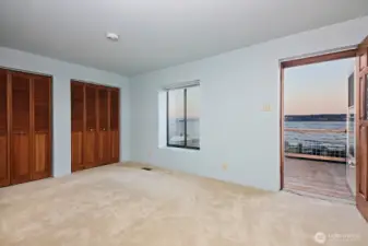 The first bedroom with access to the deck