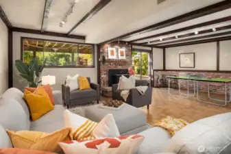 Wood Burning Fireplace and an abundance of natural light