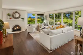 Living room showcases stunning Sound Views