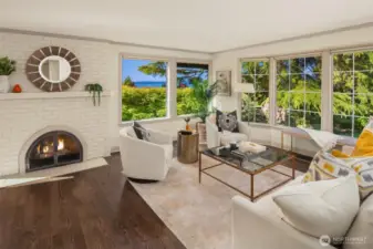 Great natural light and wood burning fireplace