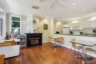 Community Room with Fireplace, Full Kitchen and more