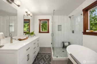 The five piece bathroom.