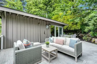 Sitting area on the large deck off the main floor.