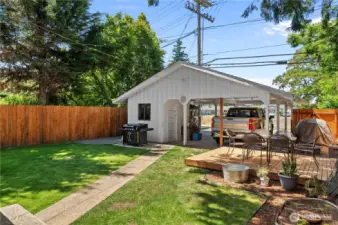 Oversized carport and workshop.