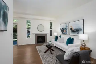 Upon entering your new townhome cozy up in your living room next to your gas fire place.