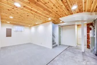 The ceilings have been finished with cedar plank.