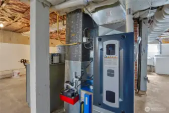 96% high efficiency gas forced air heat with condenser. Gas hot water tank and Sun Pure air purifier system...