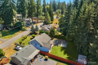 To the right a portion of the .59 acre wooded lot is shown here...