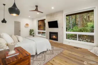 The primary bedroom with a private bath is a true retreat