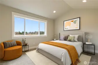 Sample bedroom and not the actual home.  Digitally staged.