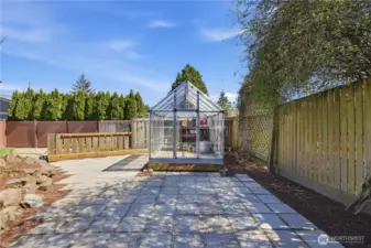 Green house and Chicken Coup behind it stay
