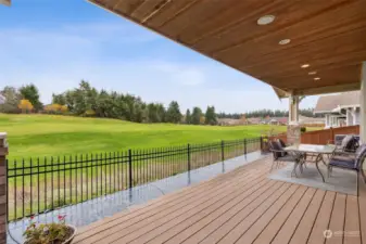 This home has a most expansive sweeping view of the 12th fairway on the Links golf course. Looking south west from a full covered deck to enjoy lots of room for patio furniture and entertaining.