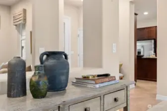 View into the kitchen, very private from foyer.