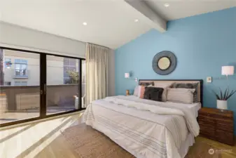 Spacious primary bedroom addition was completed in 2018 with access to a private balcony.