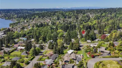 Home sits in a beautiful neighborhood, near Lake Washington.