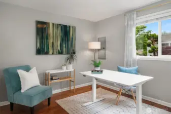 4th bedroom with closet on main dloor next to powder bathroom is a perfect office or additional guest or full-time suite!