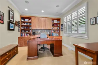 Spacious office with built-in storage