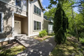 The front entry is facing south and is very private and sunny.