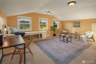Upper level primary suite is so spacious and peaceful. When the windows are open in summer one can occasionally hear the animals in the Point Defiance Zoo greeting the day!