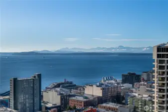 Olympic Mountains in full view from multiple rooms and deck