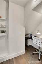 Hidden off dining room is a office alcove or"Zoom room"