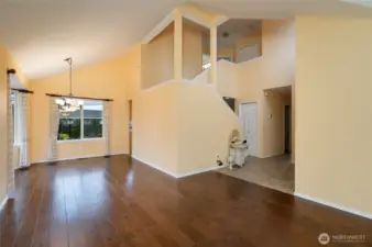 Vaulted ceilings and gorgeous engineered hardwood floors