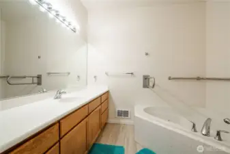 Master bathroom with jetted soaking tub.