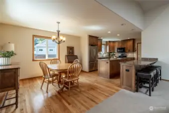 Easy access between kitchen and dining.