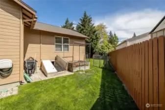 South side yard has access to the 400 sqft cellar. Perfect for storing yard equipment and toys.