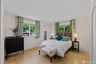 Primary Bedroom has tons of space and is bright and light.